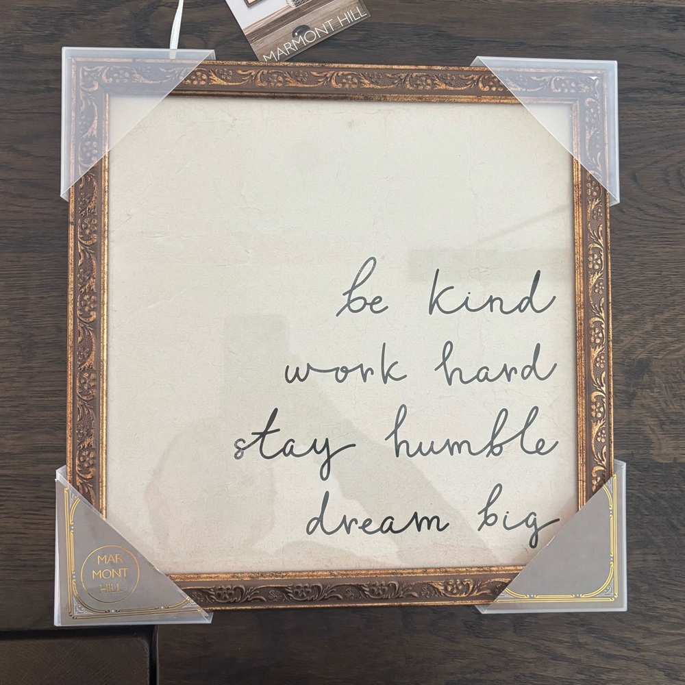 Marmot Hill Be Kind Quote Wall Art Framed Sign - Gold Ornate Frame